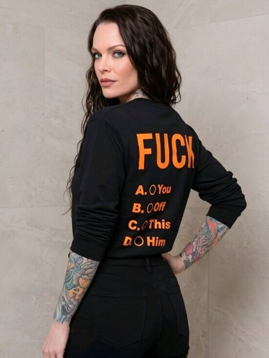 Fashion Nova Tops - Fashion Nova You Chose Black Orange Graphic Back Long Sleeve Tunic Top Grunge